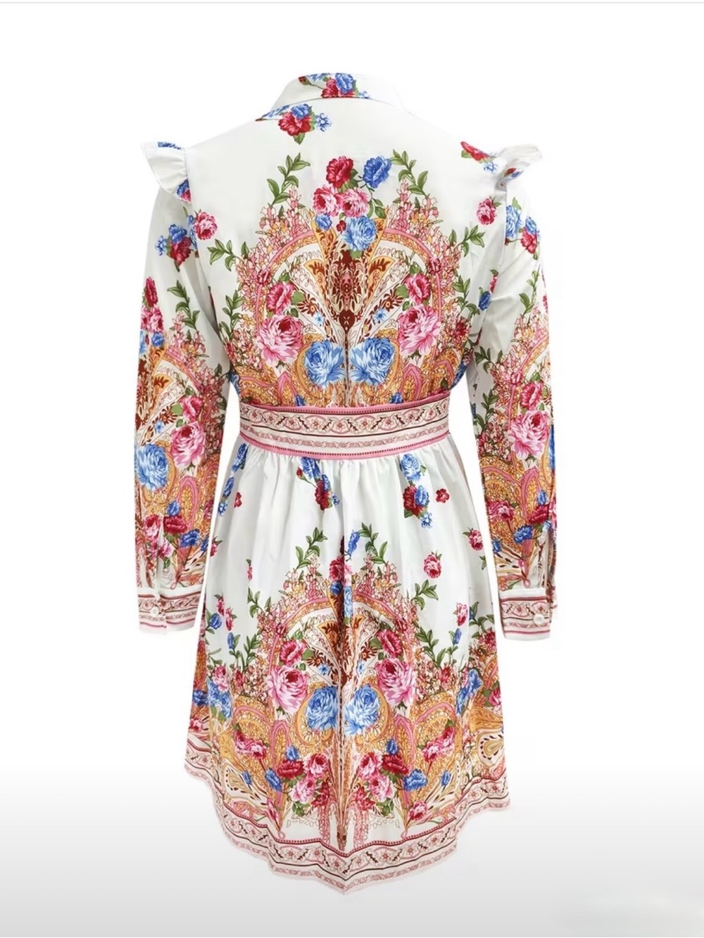 SHEIN White Floral Paisley Mini Dress with Pink & Blue Accents - Picture 3 of 14